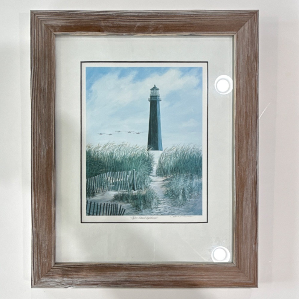Gail P. Podnar Signed Tybee Island Lighthouse Framed Print, Nautical, 16x13"